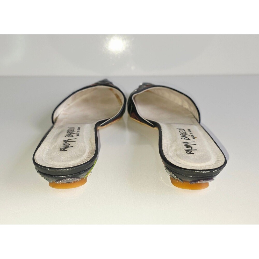 PALOMA BARCELO Leather Pointed Toe Mules Multicolor Circle Accents Sz 41 10.5 - Picture 7 of 11